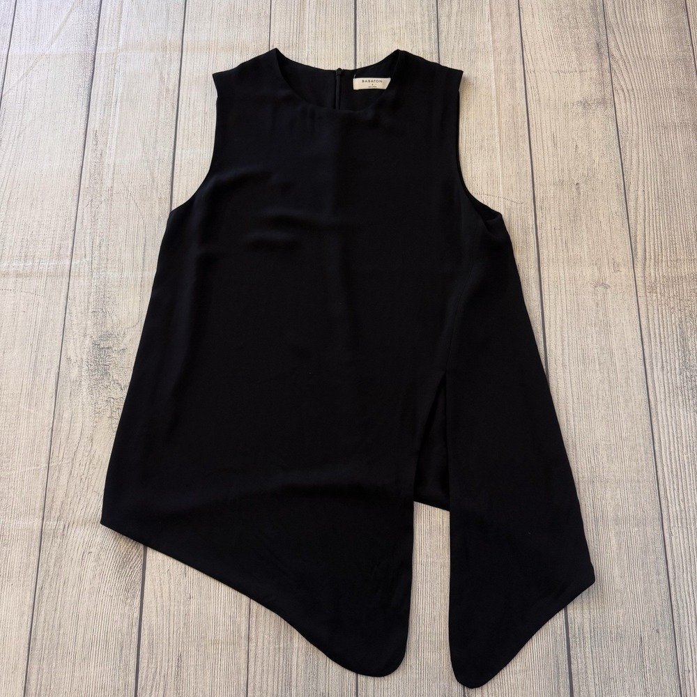 Aritzia Babaton Top Women Small Black Blouse Asymmetrical Hi Low Zip Up